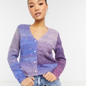 Knitted Cardigan in Blue and Purple Ombré